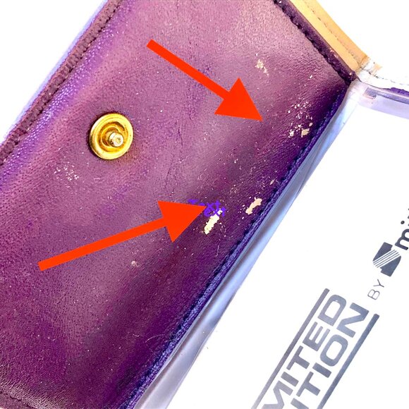 SMITHY Vintage Coin Wallet Nappa Cowhide Purple Leather Tri-Fold New Defects - Picture 12 of 15